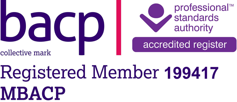 Logo stating that this person is a registered member of the British association of Counsellors and psychotherapists 