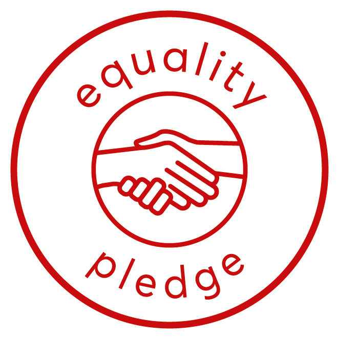Logo stating that this business has taken the equality pledge and we are proud promoters of Equality